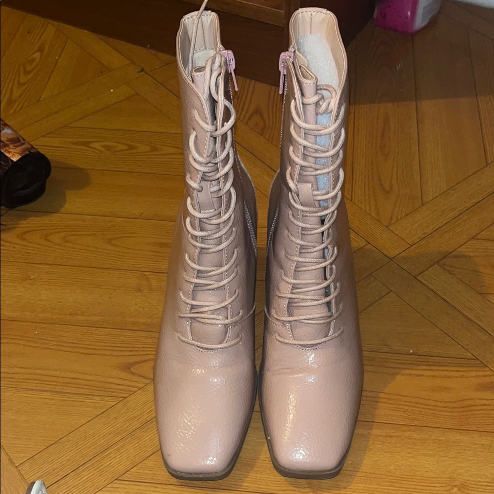 Elegant Pink Lace-Up Women's Boots